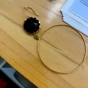 ISO gold Lana dangle hoop earring with onyx